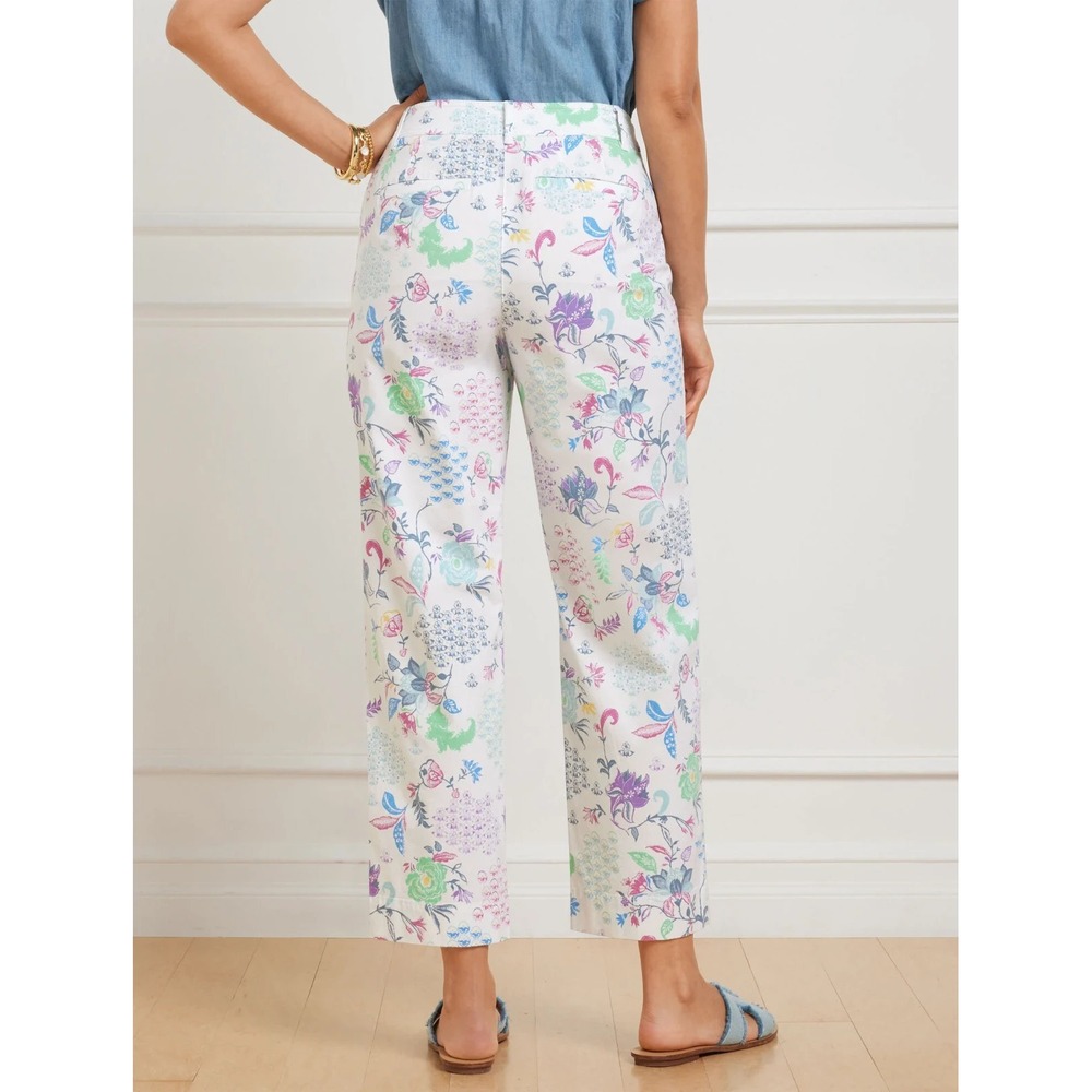 Talbots Straight Crop Pants in Whimsical Jacobean Floral Print Size 16 Summer - Picture 12 of 14